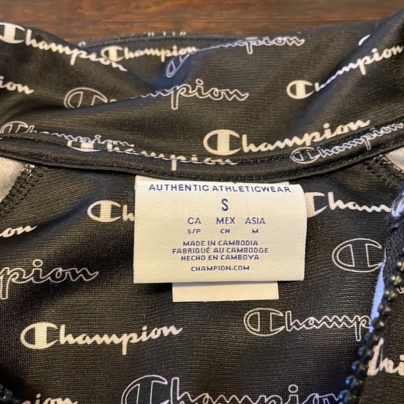 Champion Track Jacket with Allover Logo Print Size Small Black and white - Picture 6 of 12